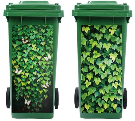 Peacoblue Wheelie Bin Stickers 2 Sheets Ivy Sticky Dustbin Stickers, 38x82cm Waterproof Self Adhesive Large Decal for Bins, Driveway, Garden, Outdoor, Indoor Decoration