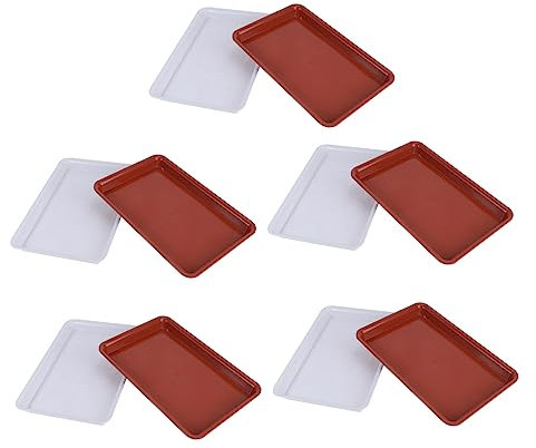 SUPVOX 10pièces Plateau pour Pots De Fleurs Plastique Rectangulaire Assiette pour Pots De Fleurs Bac à Eau Rouge Blanc