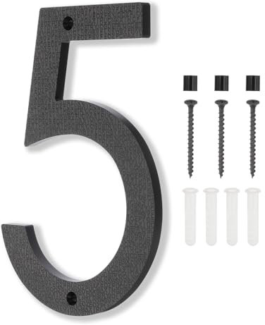 PATIKIL 8 Inch House Numbers, House Address Numbers Sign Large Floating Modern Home Number with Screws for Outside Door Wall Street, Black, 5