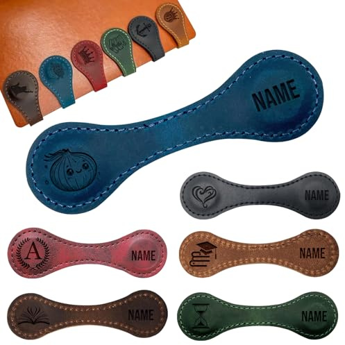 Personalisiertes Magnetisches Lesezeichen aus Leder, Benutzerdefinierte Lesezeichen-Clips, Seitenmarkierungen zum Lesen, Aufmerksames Geschenk für Sie/Ihn, Buchliebhaber, Leser, Kinder - Laser Gravur