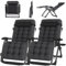 ONKBOITE 2er Set Sonnenliege klappbar Liegestuhl Gartenliege Keine Installation, mit Getränkehalter, Relaxliege mit Kissen, atmungsaktiv, für innen Gartenstuhl Campingstühle(Schwarz, 84cm)