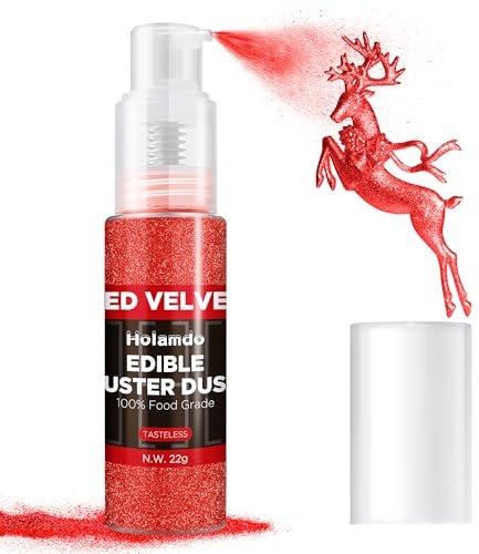 Edible Glitter Spray Red, 22g Food Grade Shimmer Dust Powder, Metallic Food Coloring Sparkling Dust Powder, Easter Luster Dust Edible Set for Cakes, Cookie, Drinks, Candy, Vegan & Gluten Free