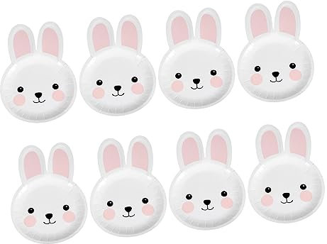 COLLBATH Lot De Assiettes Papier Jetables Forme De Lapin Pour Festival De Pâques Facile à Ranger
