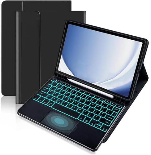 FAYGAOAI Keyboard Case for Samsung Galaxy Tab S8 Plus/S7 FE/S7 Plus 12.4'', 7 Color Backlit, Smart Trackpad, Magnetic Detachable Wireless Keyboard with S Pen Holder,Black