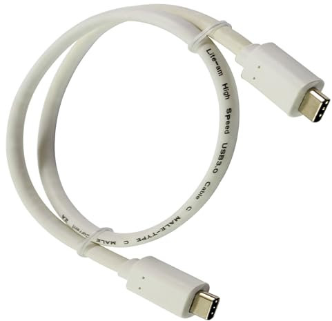Lite-am 0.5m USB C to USB C Fast Charging White Cable Charge & Data Sync Lead For Samsung Galaxy M 53 5G M13 M23 5G