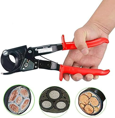 Heavy Duty Ratchet Cable Cutter – Cuts Up to 240mm² Aluminium & Copper Cables – Ergonomic Finger Handle with Safety Lock & Plastic Cover