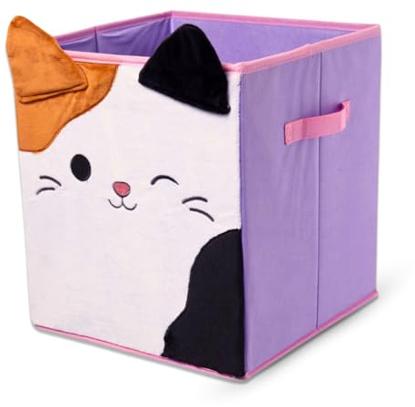 HOX Squishmallows Cam Collapsible Storage Boxes with Handles - 33 x 33 x 37 cm | Durable Fabric Foldable Storage Cubes | Ikea Kallax Compatible Organisers for Kids Room & Playroom