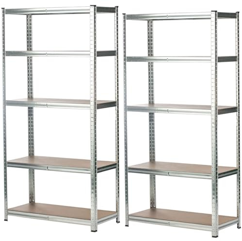 Taylor & Brown Garage Shelving Units - Set of 2 Heavy Duty Racking for Home, Office, Shed and Garage Storage - 5-Tier Shelving Units for Storage, 175kg Capacity Per Shelf - 1.8m Racking