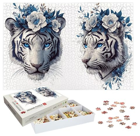 Puzzle 5000 Teile Erwachsene, Blume Puzzle 5000 Teile, EIN Herausforderndes Rätsel, Tiger Holzpuzzle Erwachsene mit Exquisiter Verpackungsbox, Puzzlespiele für Die Ganze Familie, Geschenke, -7002