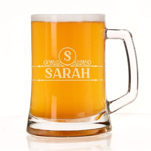 Always Looking Good Personalised Beer Glass - Beer Mug Engraved with Any Name & Initial, Personalised Beer Glasses for Men, Tankard Custom Engraved Beer Stein Gift (Name & Initial)