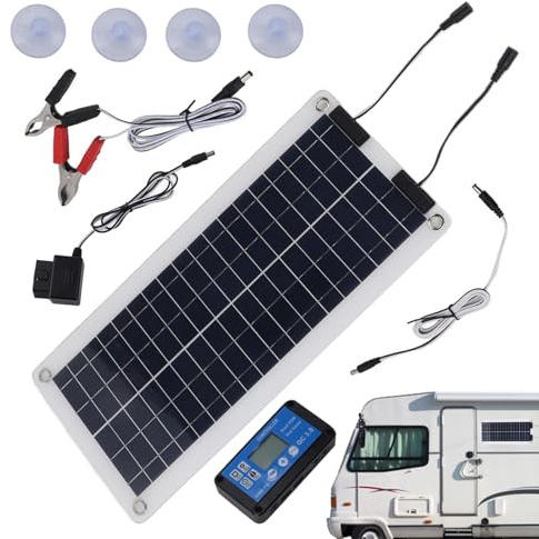 Mantenitore Caricabatteria Per Auto Solare Da 100 W - Doppia Uscita Di Alimentazione USB | Pannello Di Ricarica Di Mantenimento 12v 24v Con Clip A Per Presa Sigaretta, Alimentazione Imperm
