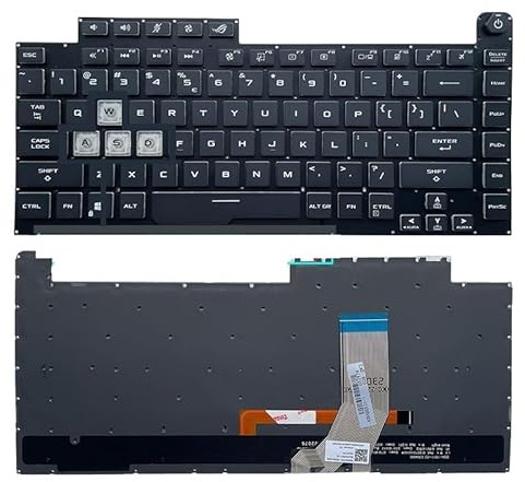 QWCOZSY RU/SP/FR/US Englisch Tastatur für ASUS ROG Strix Scar III G512 L 3 Plus G531G GL531 G531GV G531 S5D G531GT G531GU US blau(Orange)