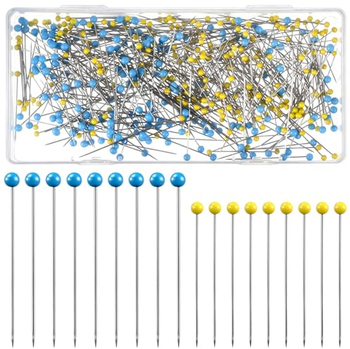 500 Stück Stecknadeln Mit Kopf, Lang Gerade Quiltnadeln Schneiderin Pins 2 Farben Nähnadeln Stecknadeln für Basteln Nähen Säumen Craft Jewelry Komponenten DIY Dekoration（44&38 mm）
