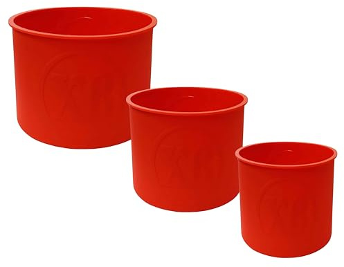 3er Set Silikon Backformen für Osterbrot & Kuchen – Runde Antihaft Backformen Ø14 cm, 12 cm, 9,5 cm – Wiederverwendbare Lebensmittel-Silikonformen, Hitzebeständig -40°C bis 230°C (Rot XB)