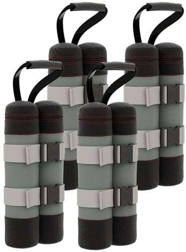 Outsunny Set 4 Pesi per Gazebo Riempibili con Sabbia fino a 12 kg con Cinghie e Maniglia, Zavorra Gazebo in Tessuto Oxford 168D, 20x10x43 cm, Nero e Grigio