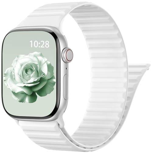 Magnet Silikon Sportarmband für Apple Watch Armband 40mm 41mm 42mm 38mm | Bequem Wasserdicht Ersatzarmband für iWatch band 44/45/46/49, Damen Loop Armbänder für AppleWatch 12 11 10 9 8 7 6 5 4 3 2 SE