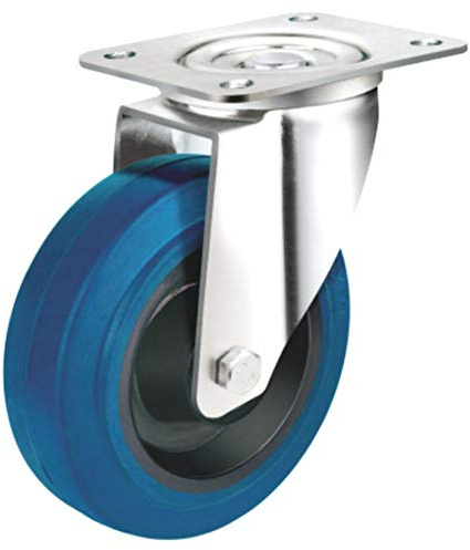 Transportrolle Rollen 200mm Lenkrolle Bremse Bock Rollen Elastik Reifen Blue Wheel Blaue Rollen Blau (Lenkrolle 200 mm)
