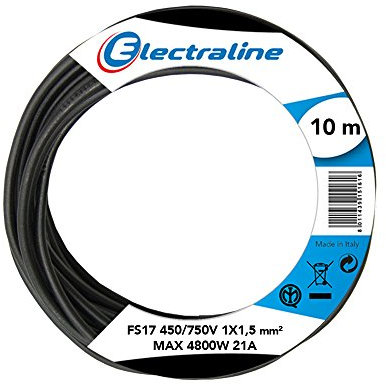 Electraline 13071 Cavo Unipolare FS17, Sezione 1 x 1.5 mm², Nero, 10 m