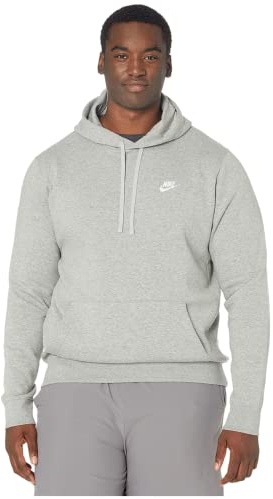 Nike Herren Sweatshirt M NSW Club Hoodie PO BB, Dk Grey Heather/Matte Silver/(White), L, BV2654