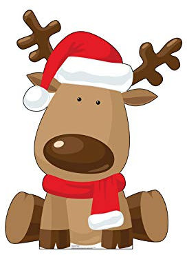 Cardboard People Illustriertes Rentier, lebensgroß, Pappaufsteller