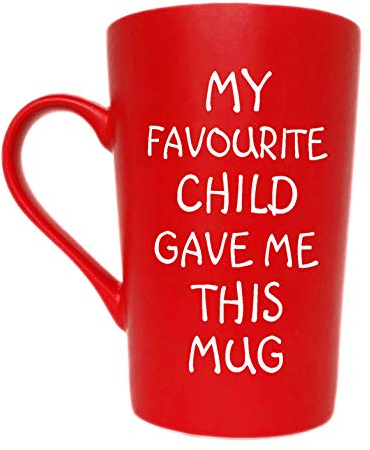 This Funny Christmas Gifts Coffee Mug, My Favourite Child Gave Me This Mug, Best Dad and Mum Gifts Father's Day and Mother's Day Present Idea from Daughter Son Kids, Red 12 Oz