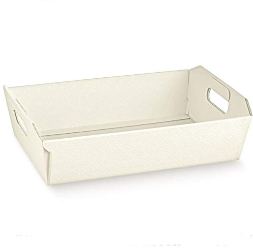 Cesto in Cartone Bianco Rigido con Manici Laterali Rettangolare Fai da Te Porta bomboniere, Disponibile in Due Dimensioni, Matrimonio, Battesimo, cresima (Standard-Senza confezionamento)