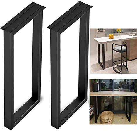 MZSH Pieds de Table Noirs H: 100cm, Pied de Table à Manger de Cuisine Moderne, Réglable en Forme de U,Piédestaux de Table de Console, Pieds de Bureau en métal, 2 Pack