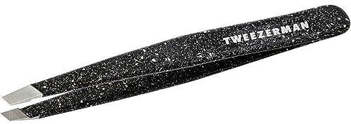 TWEEZERMAN Pince à épiler (pointes inclinées, épilation des sourcils, qualité professionnelle, acier inoxydable), Dusted Onyx