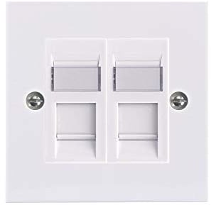 VCELINK RJ45 Socket Cat6 Ethernet Wall Socket Double Port Faceplate Flat Wall Plate for CAT6/CAT5E/CAT5 Network Cable with Keystone Jack Modular 1 Pack