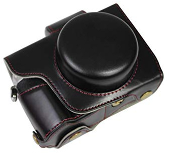 SundayZaZa Unten öffnende Version für Olympus OM-D E-M10 Mark IV Vollschutz PU-Leder-Kameratasche mit Schultergurt Schwarz