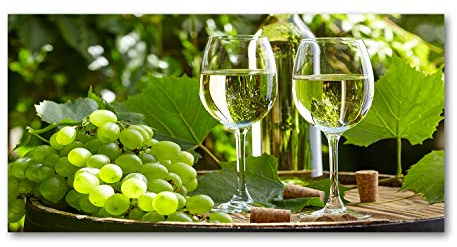Tulup Splashback 47.24x23.62 inch / 120x60 cm Glass Panel Wall Protection Induction Cooker Tempered Glass Toughened Safe Glass Kitchen Panel Splash back Kitchen - Green - white wine fruits