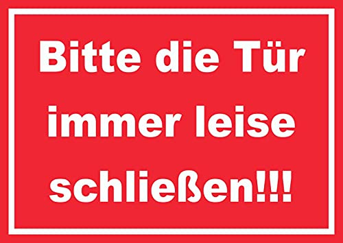 HB-Druck Schild Bitte die Tür Immer leise Weiss-rot A4 (210x297mm)