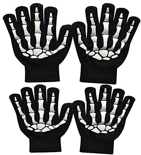 MELOP Handschuhe Totenkopf Knochen gemustert für Kostüm Halloween Winter Gestrickte warme Handschuhe im Freien Fahrradhandschuhe