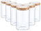Argon Tableware Scandi Storage Jars with Wooden Lids - 1000ml - 6 Pack - Modern Round Organisation Container Glass Jar for Kitchens, Pantry, Bathrooms, Utility Rooms