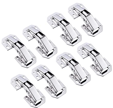 Qrity 8 X Aufschraubscharnier mit Feder Öffnungswinkel 90° Küche Schrank Türscharniere, Kein Slot erforderlich, Geeignet für die Dicke der Türverkleidung 4~22mm