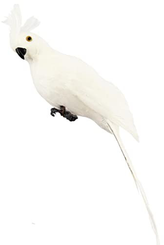 Baoblaze Simulation Parrot Statue,Simulation Spielzeug, Harz lebensechte Vogel Ornament Figur Modell für Veranda Pathway Terrasse Hof Rasen Decor, Weiß Material: Schaumstoff + Kunststoff