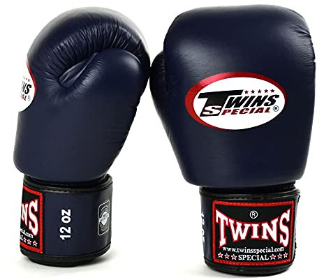 Twins Boxing Gloves BGVL3 Muay Thai Sparring Gloves 10oz 12oz 14oz 16oz Adult Kickboxing Hook & Loop Training Gloves (10oz, Navy Blue)