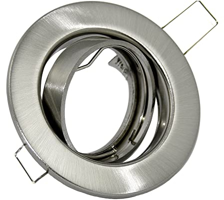 Kamilux 12er Set Einbaustrahler Alva für 12V Farbe: Edelstahl gebürstet (ohne Leuchtmittel) inkl. 12V MR16 Fassung. Spot Rund für Lochausschnitte von 68-76 mm