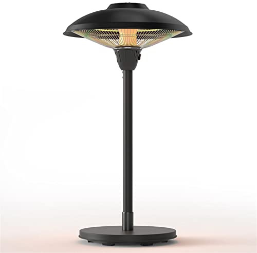 QCLUEU Chauffage de terrasse électrique, radiateurs infrarouges IP55, Chauffage de Table Autonome étanche 1500 W, pour Barbecue, dîner, Pique-Nique, café, Chauffage de Jardin