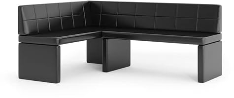 GREKPOL Eckbank Marta Küchenbank Sitzecke Kunstleder pflegeleicht (Schwarz Links, 128x168cm)