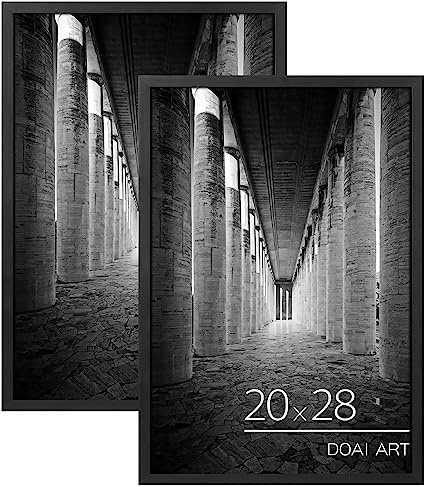 DOAI ART Bilderrahmen 50,8 x 71,1 cm, Schwarz, 2 Stück, 50,8 x 71,1 cm Bilderrahmen oder 50,8 x 71,1 cm, Rahmen mit HD-Plexiglas für horizontale oder vertikale Wandmontage, 50,8 x 71,1 cm, langlebig