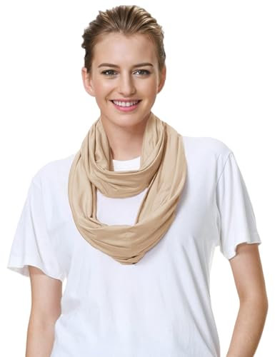 Lina & Lily Modal Premium Jersey Loop Schal für Damen Herren (Beige)