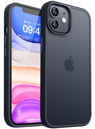 CANSHN Funda Mate para iPhone 11 [Bordes Cuadrados] Translúcido Duro Trasero a Prueba de Golpes Carcasa Protectora de Teléfono para iPhone 11 6.1 Pulgadas - Negro