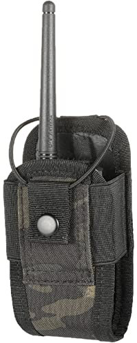 FRTKK Tactical Radio Holder Radio Holster Molle Radio Pouch Universal Radio Case Military Heavy Duty Radio Bag for Police Firefighter Two Ways Walkie Talkies Vest (Black camo-small)