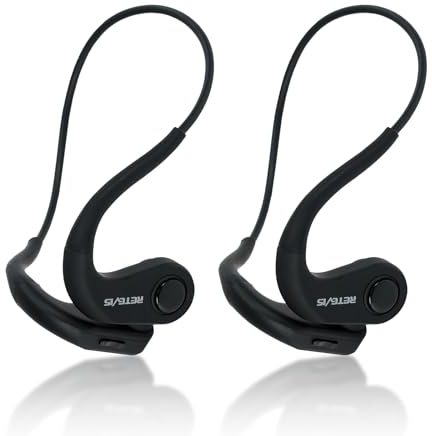 Retevis RB689/RB637 Walkie Talkie Bluetooth Bone Conduction Headset, IP56 Two Way Radio Bluetooth Wireless Headphones with Type-C Plug for Storehouse, Logistics, Contractor (Black, 2Pcs)