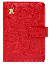 PORRASSO Custodia per Passaporto Copertina per Passaporto in PU con Blocco RFID Porta Passaporto Supporto per Passaporto Portafoglio da Viaggio per Donna Uomo Rosso