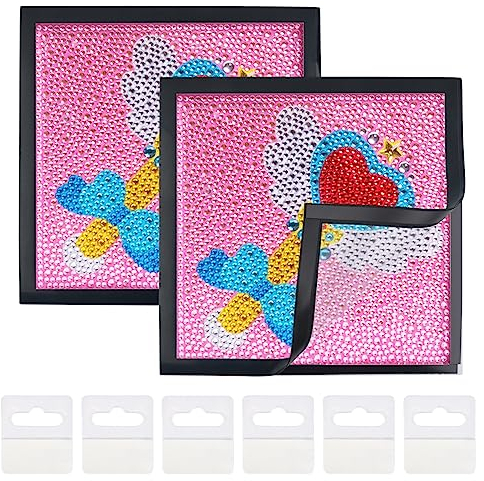 CENBEN 2er Set Diamond Painting Rahmen 30x30,Magnetischer Diamant-Bilderrahmen,Diamond Painting Bilderrahmen Schwarz Selbstklebend,5D Diamond Painting Rahmen mit Haken