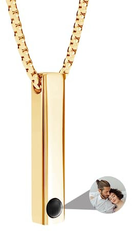 ASD Jewerly Collana Bar Personalizzata Per Donne E Uomini, Proiezione Fotografica Di Immagine Personalizzata Con Nome Inciso, Ti Amo In 100 Lingue, Gioielli Per Coppie/Amanti