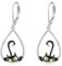 POPLYKE Schwarze Katze Ohrringe Sterling Silber Schwarze Katze Hängend Ohrringe LeverBack Ohrring Schmuck Geschenke für Frauen(Tropfen)
