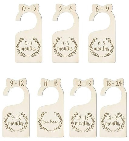 LMOGWL 7 Pièces Diviseurs de Garde-Robe Bébé,Séparateurs Placard pour Bébé en Bois,Separateur Penderie pour Bébé,Diviseurs de Taille Vêtements,Organisateurs de Vêtements pour Bébé